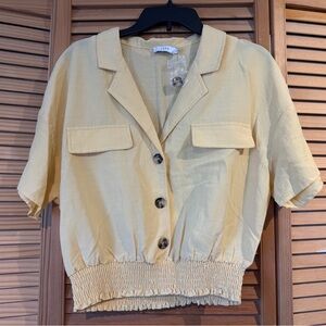 Lush Pale Yellow Linen-Blend Blazer